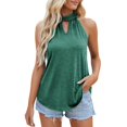 thumbnail image 1 of Playeras,Blusas y Tops,Ropa para Mujer Tank Tops Mujer Camiseta sin mangas para mujer con cuello colgante y agujero de bloqueo (Green, S), 1 of 4