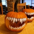 thumbnail image 2 of Décoration d'Halloween Dents de Citrouille Effrayants Jack O' Décoration Kit de Sculpture de Citrouille Effrayant Adapté pour Décoration d'Halloween Maison Activités Scolaires et Artisanales (A+B), 2 of 3