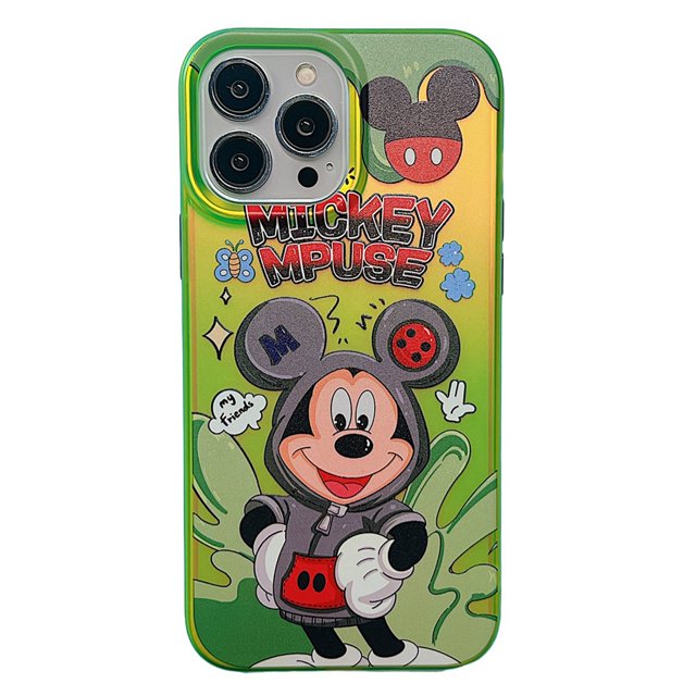 Carcasa Para iPhone 14 13 Pro Max 12Pro Moda Color Láser De Dibujos Animados Mickey Minnie Mouse Pareja Mate Suave TPU Antiarañazos A Prueba De Golpes Funda De Teléfono Caídas Protectora