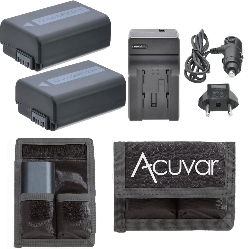 (2) NPFW50 2300mAh Battery for Sony DSLR Cameras + Home/Car Charger