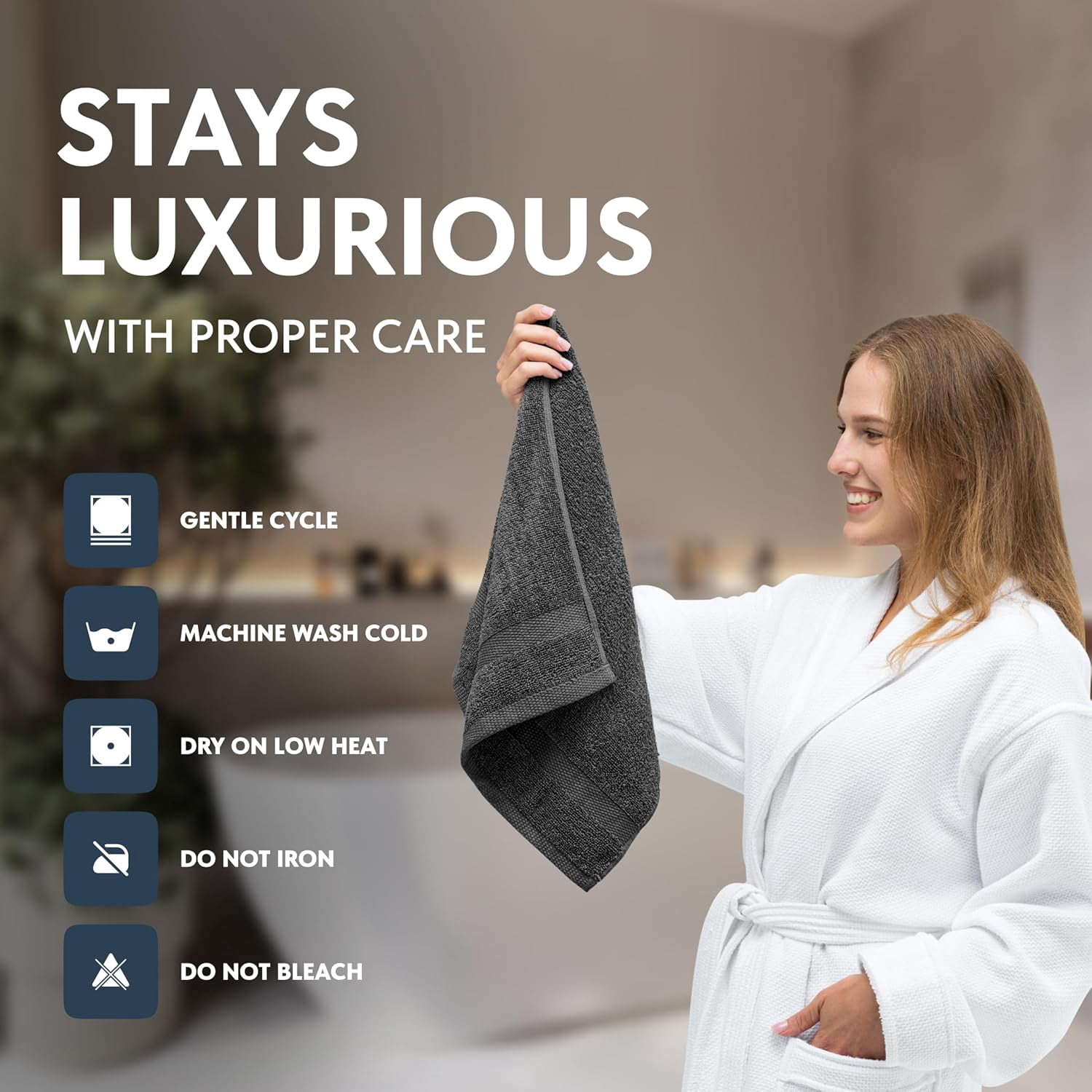 General Luxury Dark Gray Hand Towels - Soft 100% Turkish Cotton | Highly Absorbent Hotel spa Bathroom Towel Collection | 16x30 Inch | Set of 6