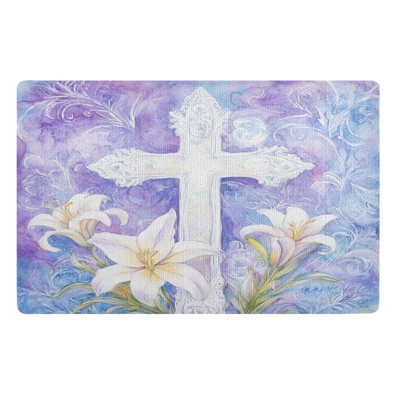 BZSMCE Floor Mats 32x20in Easter Cross Paining Creativity Doormats