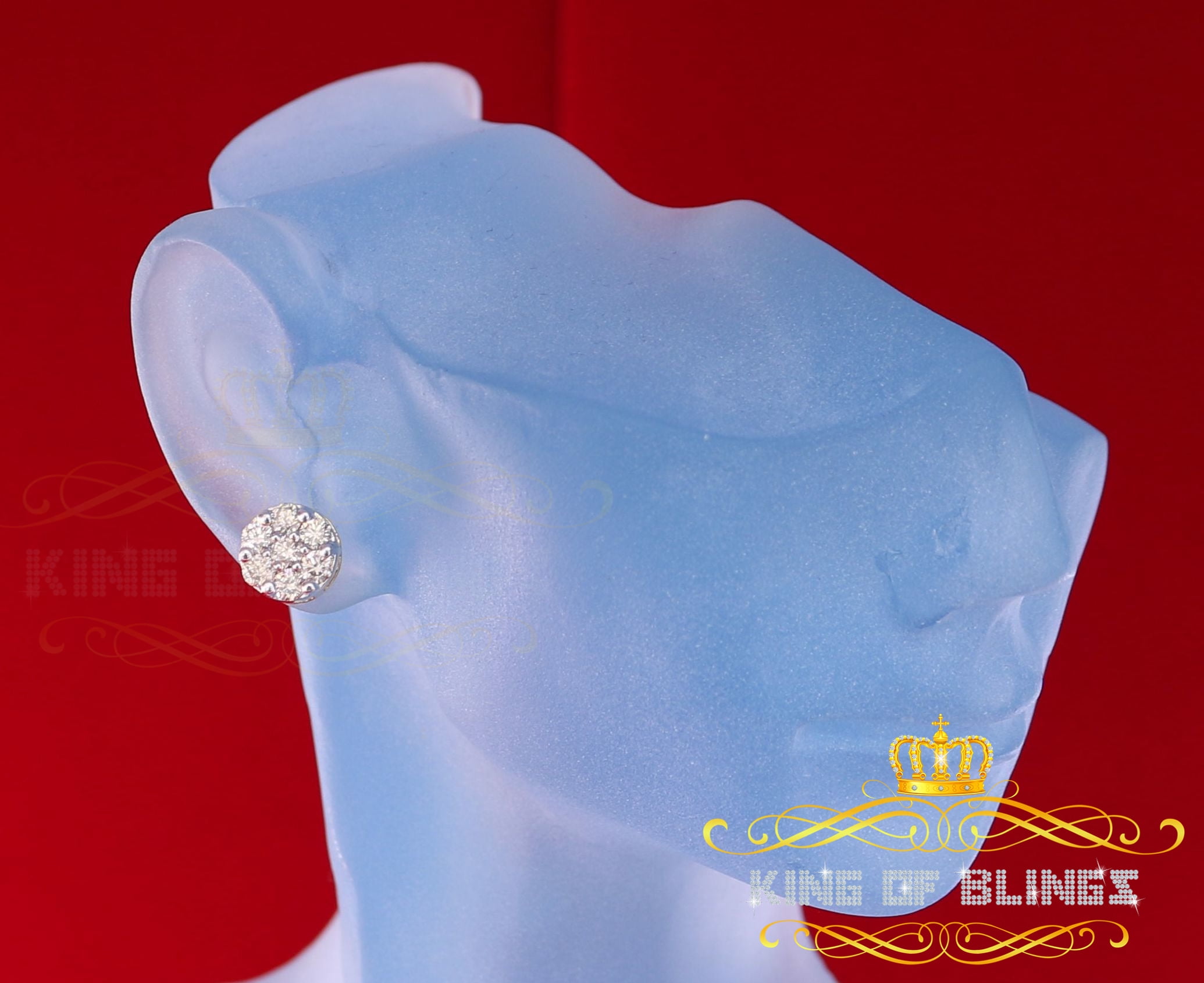 King of Bling's 10K Real Yellow Gold with 1.25CT Real Diamond Men's/Women's Stud Round Earrings