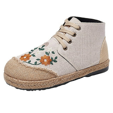 

Womens Ethnic Style Embroidered Single Shoes Soft Comfortable And Breathable Retro Shoes Summer Comfortable Flats Flip-Flops Slide Sandals Casual Platforms Wedge Heeled Shoes Basketball Shoes