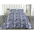 thumbnail image 2 of Ambesonne Floral Quilted Bedspread Set 3 Pcs, Abstract Botany Peony Print, Queen, Quartz Ceil Blue and Indigo, 2 of 4