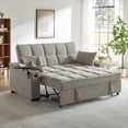 thumbnail image 3 of Tulib 3-in-1 Convertible Sofa Bed, Pull Out Loveseat Couch with Adjustable Backrest/USB Charging Ports/Cup Holder/Swivel Side Table, Perfect for Living Room, Khaki, 3 of 10