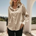 thumbnail image 2 of Satin Blouses for Women Casual Long Sleeve Button Down Silk Shirts Dressy Business Work Tunic Top, 2 of 3
