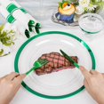 thumbnail image 6 of 350 Pcs Clear Green Plastic Plates, Clear Plates for Party,Include 50 Dinner Plates 10.25’’,50 Dessert Plates 7.5’’,50 Plastic Cups 9 OZ,50 Per Rolled Napkins with Cutlery Serve for 50 Guests, 6 of 16