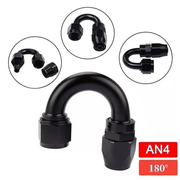 1Pc Universal AN4 AN6 AN8 Straight 45 60 90 120 150 180 Degree Oil Fuel Swivel Hose Oil Hose End Adapter Kit Black~0795