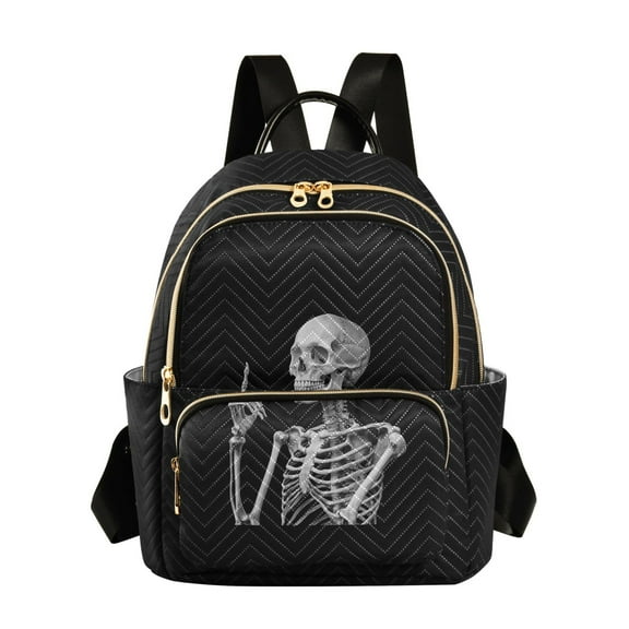 ALAZA Black Skull Womens Travel Laptop Backpack Large Daypack Ladies Shoulder Bags S
