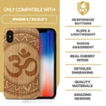 thumbnail image 7 of Case Yard Wooden Case Outside Soft TPU Silicone, Slim Fit Shockproof Wood Protective Phone Cover for Girls Boys Men and Women, Supports Wireless Charging Ohm Mandala Design case for iPhone-X, 7 of 7