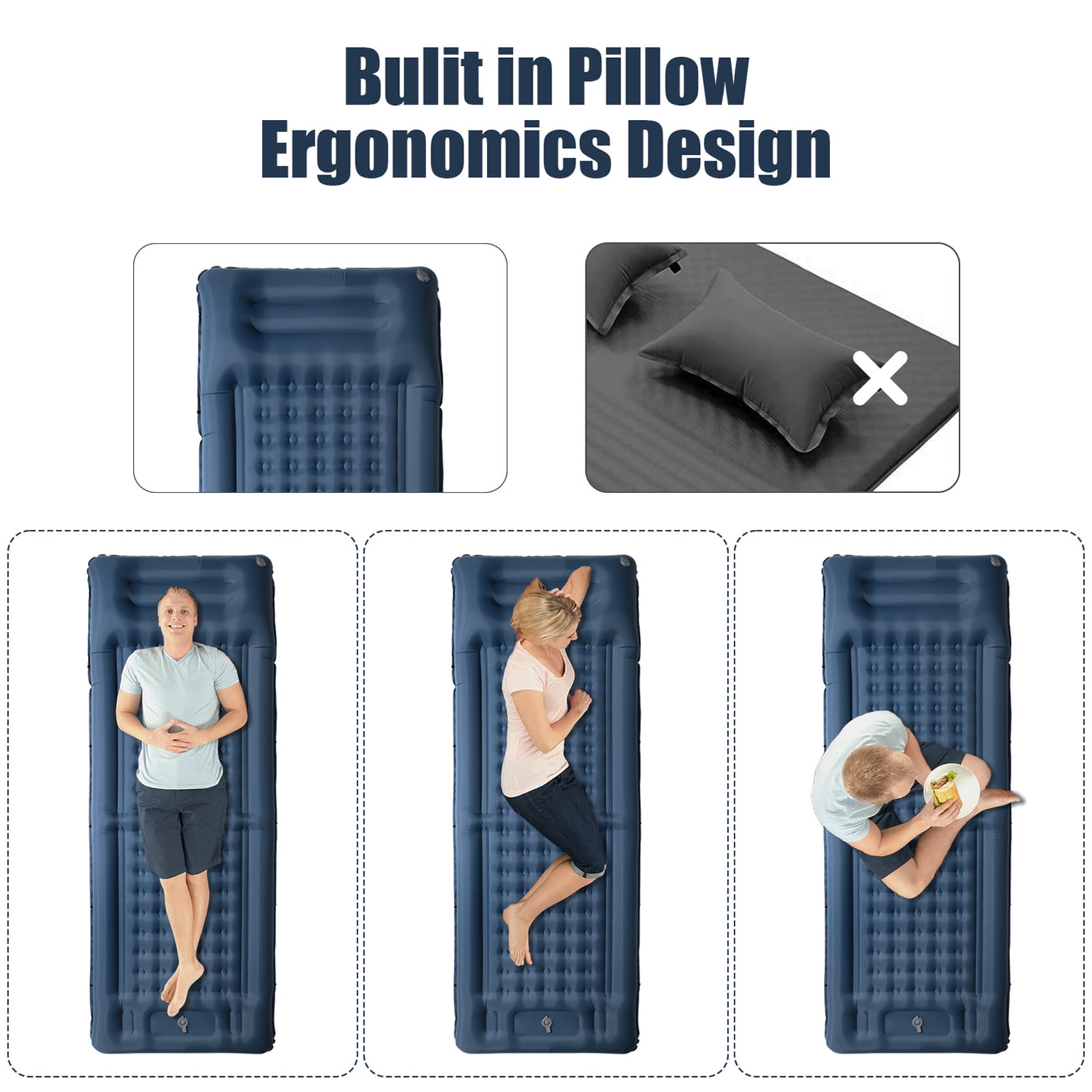 Mattress Inflatable Sleeping Pad Extra Thick 4 Inch Sleeping Pad Mat Air Mattress With Built-in Pump For Camping Backpacking Hiking Traveling Tent