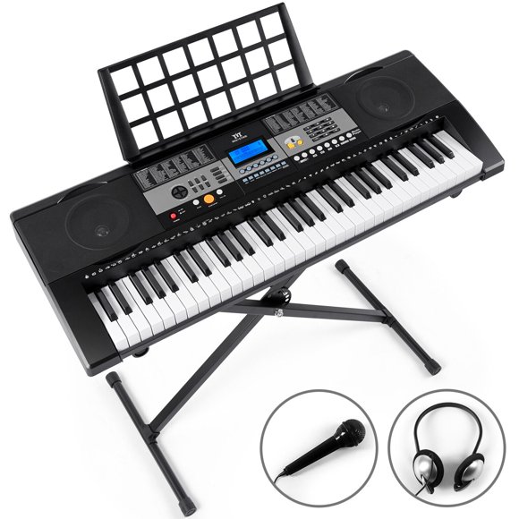 MUSTAR Electric 61 Key Piano Keyboard Beginners with Stand, Touch Sensitive, Headphones, Microphone, MP3/USB/LCD Screen