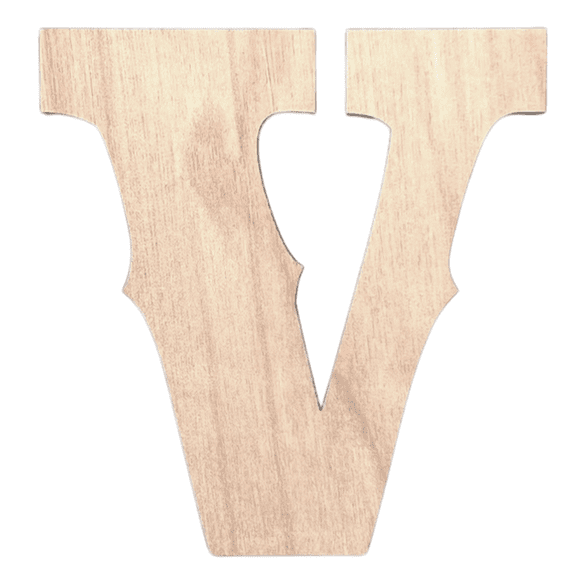 Krafty Supply 22" Tall Western Block - Birch Letter V | 1/4" Thick Birch | Unfinished Wooden Letters | Craft Alphabet Initials