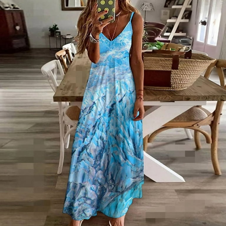 Blue Glacier Ice Alaska Sleeveless Dress women long dresses dresses for  women luxury designer party evening dress woman - Walmart.com