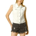 thumbnail image 3 of INSPIRE CHIC Women's Turn Down Collar Button Denim Washed Vest, 3 of 7