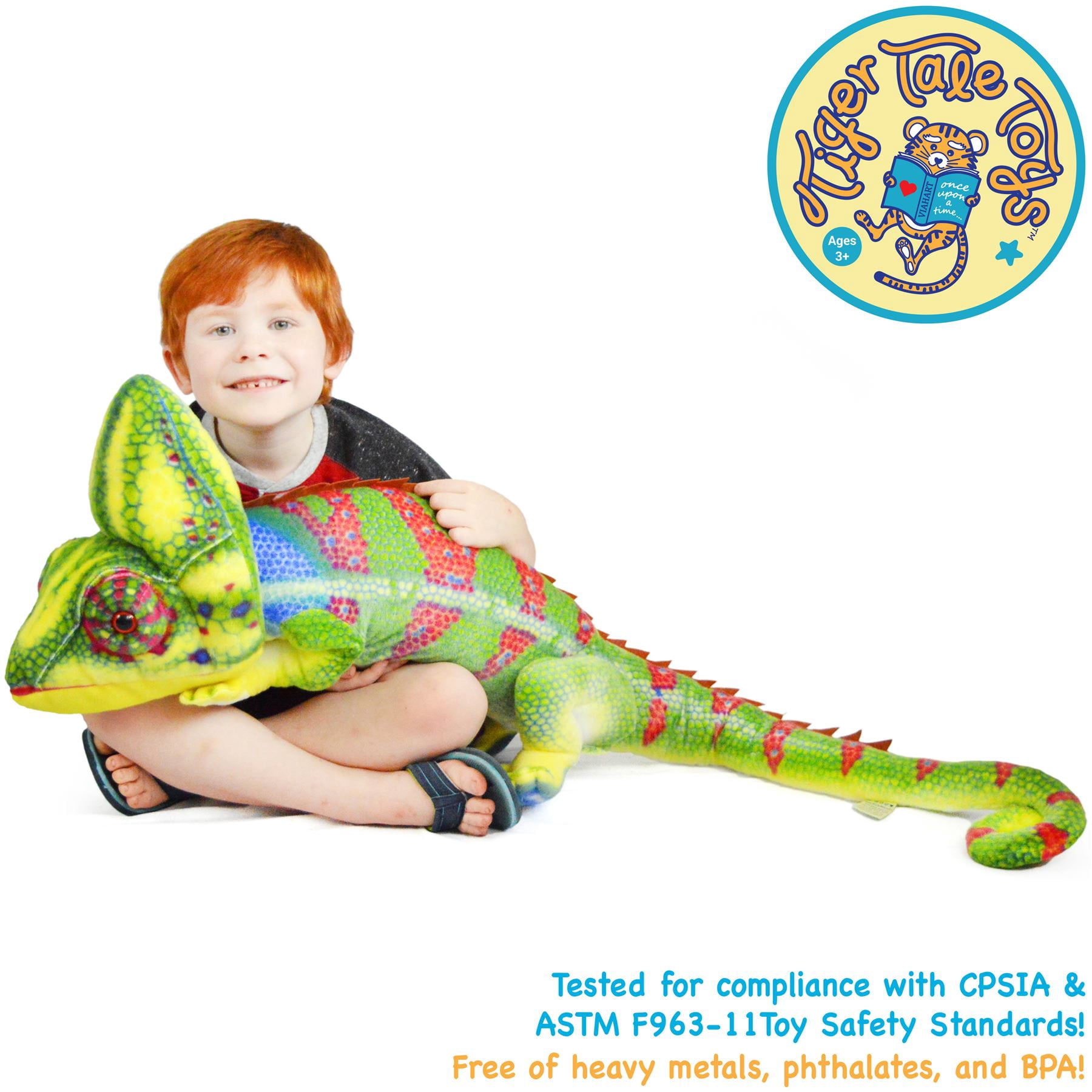 Ahmed the Chameleon | 4 Foot Long (Including Tail Measurement!) Big Stuffed Animal Plush Big Long Lizard | Shipping from Texas | By TigerHart Toys