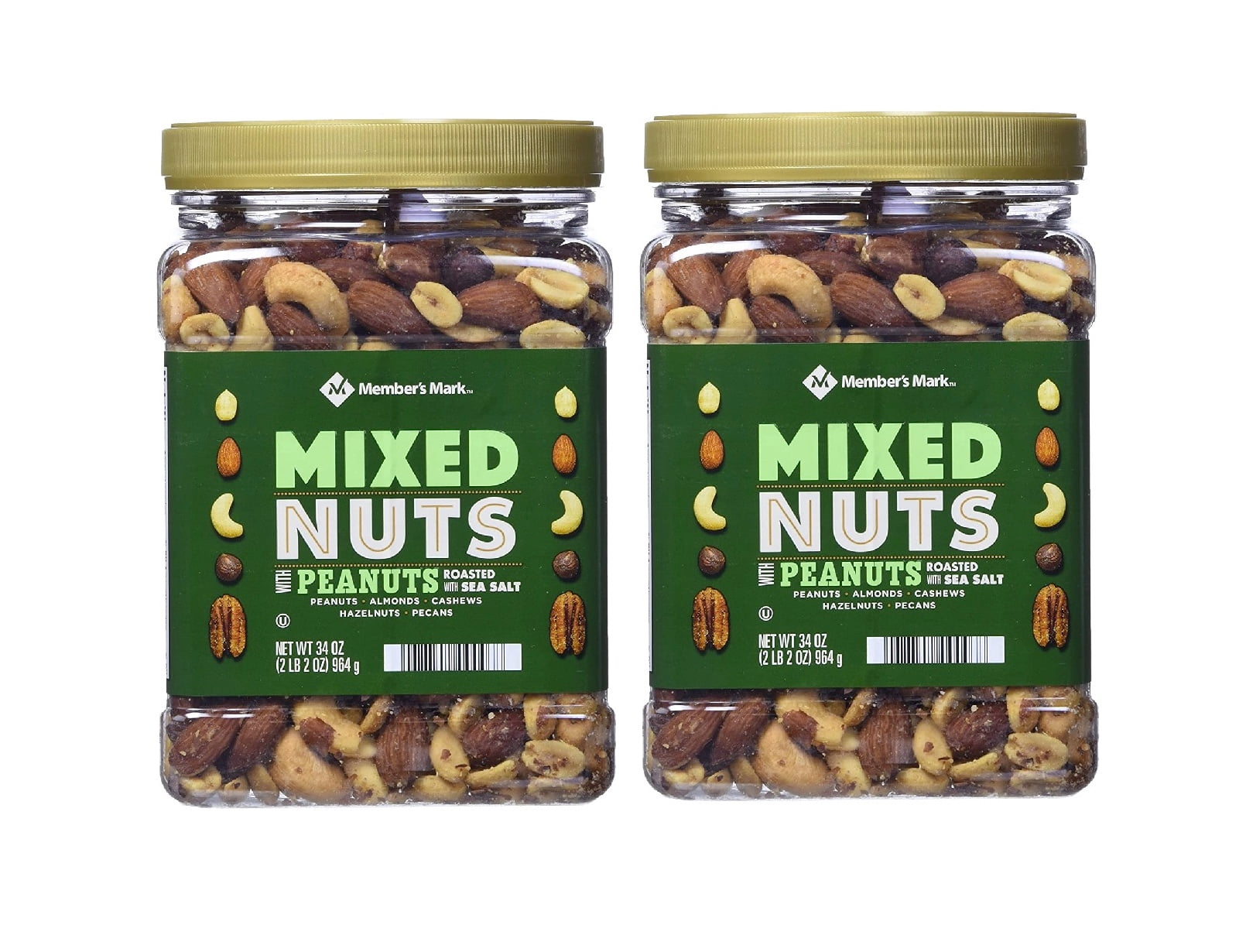 MM Roasted and Salted Mixed Nuts with Peanuts (34 oz.) 2PK