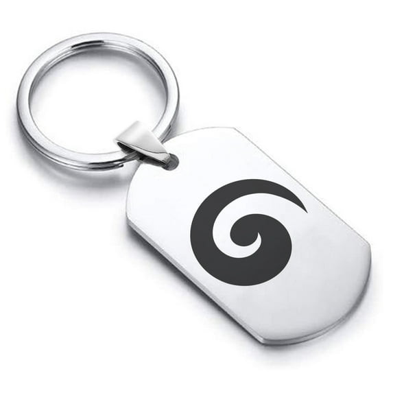 Stainless Steel Koru (Spiral) Maori Symbol Dog Tag Keychain Circle Ring
