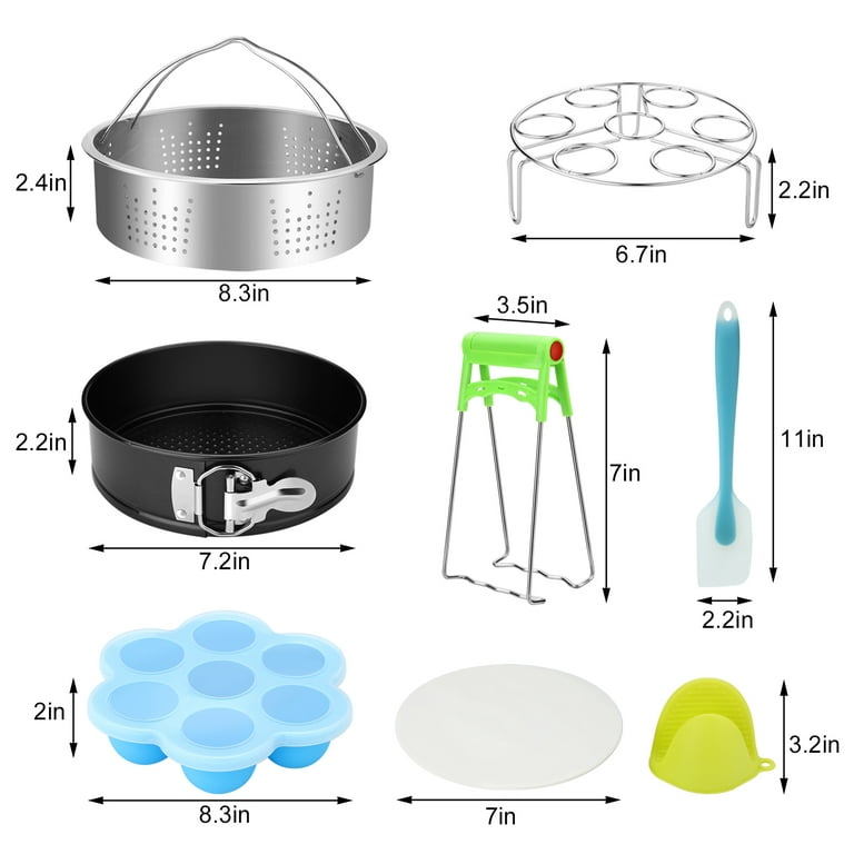 8 Pack Cooking Pot Accessories Set for 5qt, 6qt, 8qt Insant Pot, Cooker,  Electrical Steam Pots and Pressure Cooker 
