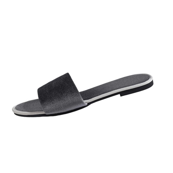 QINGFSAP Womens Minimalist Wide Strap Open Toe Slide Sandals Lightweight Non Slip Comfortable Flat Beach Slippers