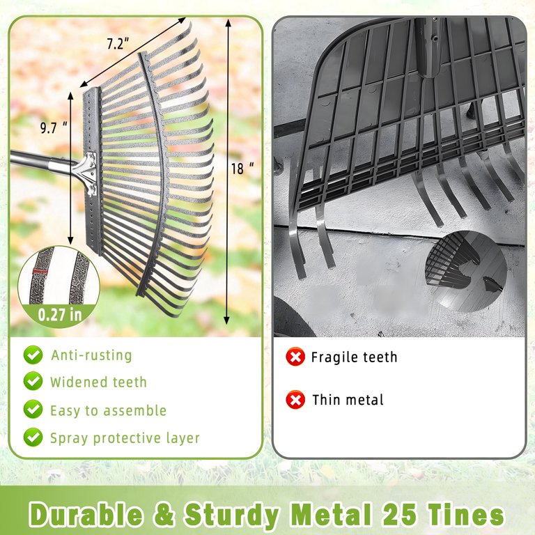 West Bay 56" Leaf Rake Set, 25-Tine with Leaf Bag photo 8