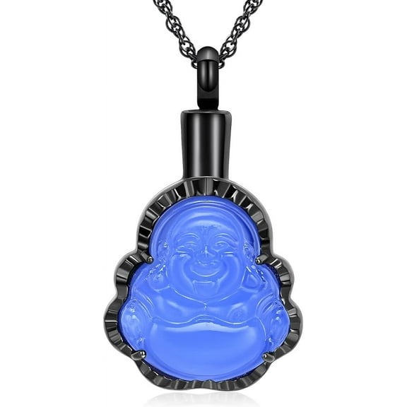 Laughing Smiling Buddha Lucky Amulet Protection Urn Pendant Cremation Jewelry Talisman Spiritual Jewelry Urn Necklace for Ashes