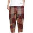 thumbnail image 1 of Pants for Men Men's Drawstring Elastic Waist Solid Color Casual Nationality Length Pants, 1 of 8