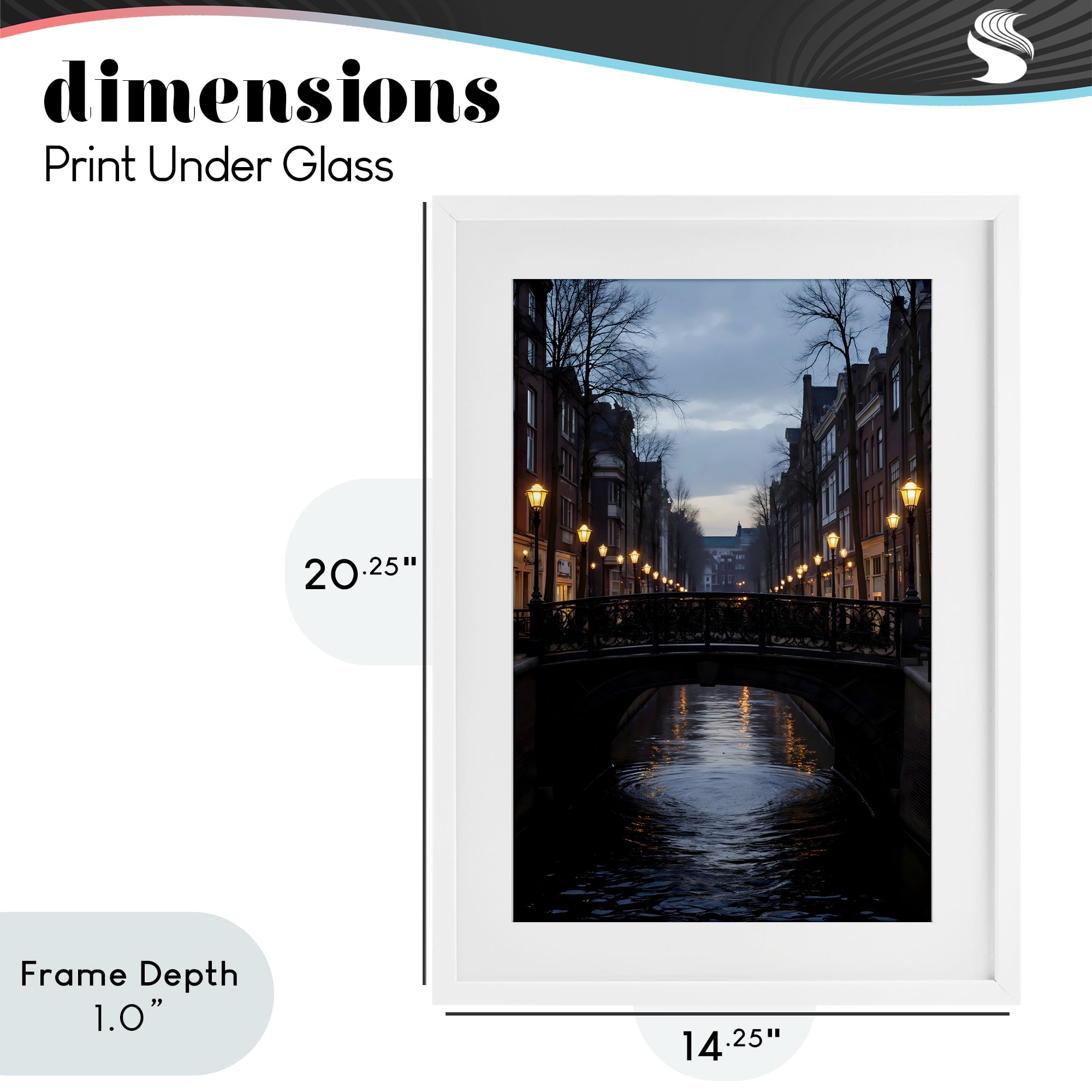Stupell Industries Lantern Light over Quiet Canal White Framed Print Under Glass, design by Creative Studio