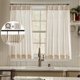 thumbnail image 1 of LIMON HOME Cortinas de café de 36.1 in de largo para encima del fregadero, rayas de lino con ganchos, juego de rayas para sala de estar, baño, granja, cortinas, 2 paneles, color bronceado sobre la nat, 1 of 5