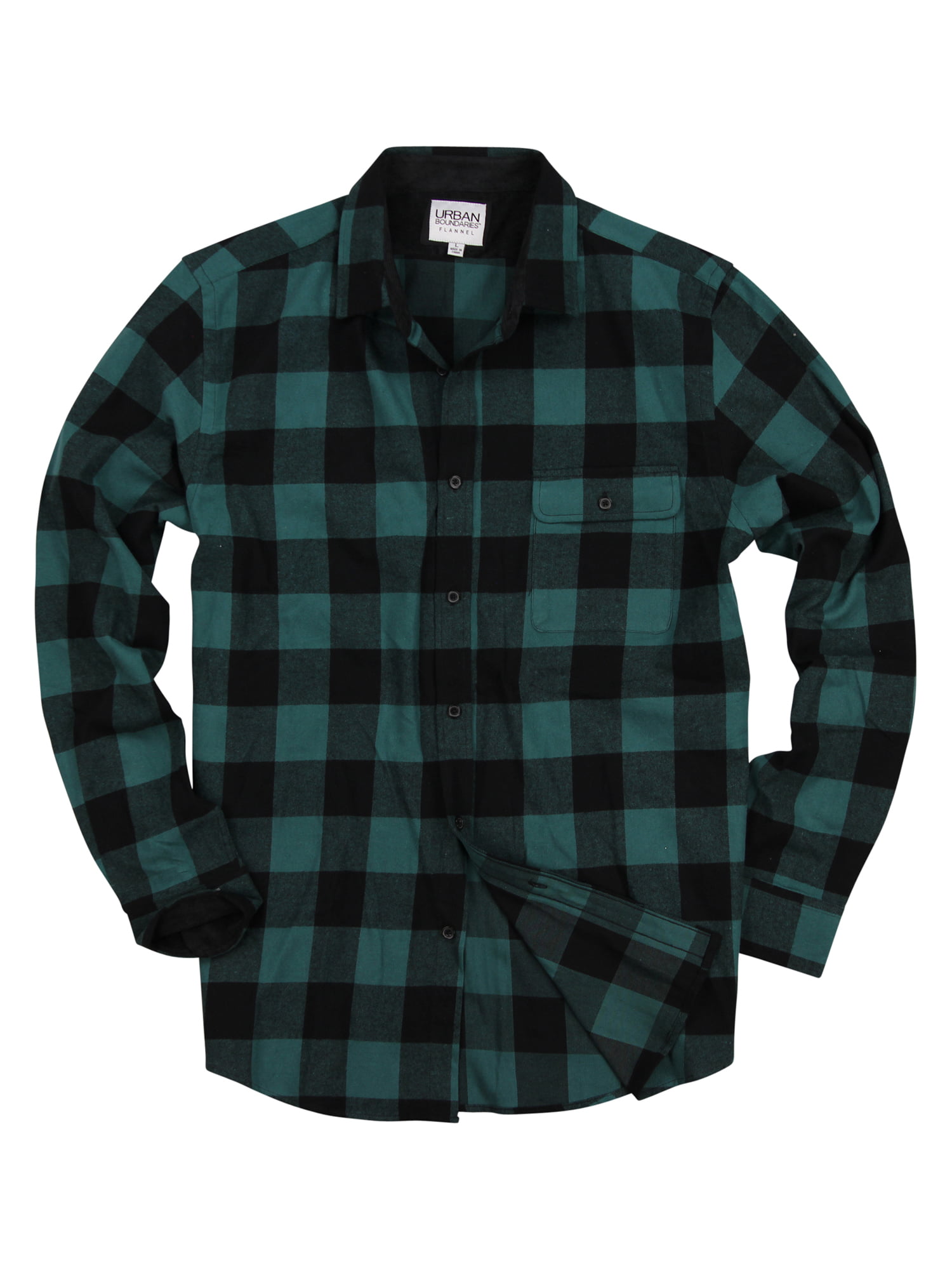Urban Boundaries - Men's Long Sleeve Flannel Shirt W/Point Collar ...