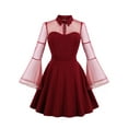 thumbnail image 1 of ZAXARRA Robe Longue Évasée à Manches Longues en Maille Brodée de Fleurs pour Femmes Mode Automne Décontractée Midi, 1 of 3
