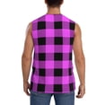 thumbnail image 4 of Fotbe Purple Black Buffalo Plaid Men's Camiseta sin Mangas Estampada para Hombres, Playera Casual para Gimnasio, Entrenamiento, Playa-Large, 4 of 7