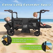 Rovique Wagon Stroller 4 Seater – Includes Adjustable Canopy,Convertible Seats, Snack Tray, Parent Organizer