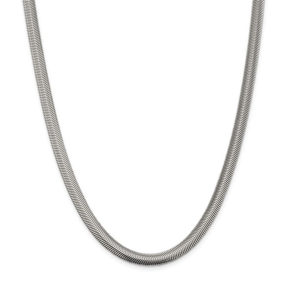 Sterling Silver 6.25mm Flat Oval Snake Chain - 30.4 Grams - 24 Inch - Lobster Claw