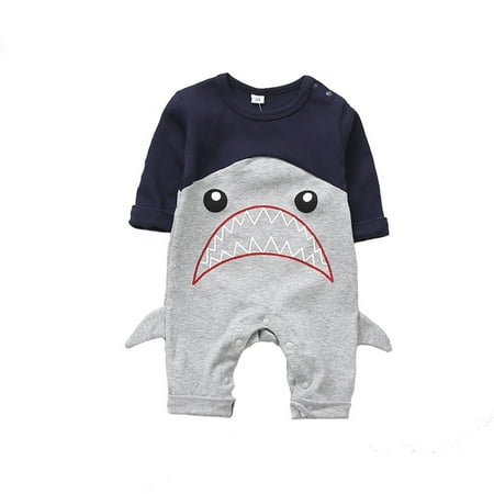 

Dpytoraw Baby Boys Girls Patchwork Cartoon Shark Romper Jumpsuit Clothes Size 0-3 Months