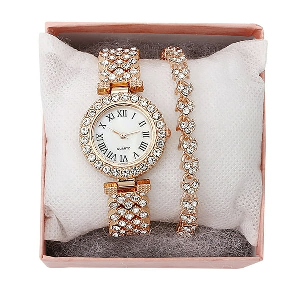 SUSHNAG Watch Bracelet Set Ladies Watch Best Gift Clock Fashion Quartz Watch Diamond Encrusted Roman Lady'S Watch Quartz Watch Bracelet Lady'S Watch