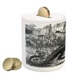 thumbnail image 2 of Vintage Piggy Bank, Old Fashion Sketch of a Crocodile in Forest Wildlife Nature Woods Fossil Picture, Ceramic Coin Bank Money Box for Cash Saving, 3.6" X 3.2", Charcoal Grey, by Ambesonne, 2 of 4