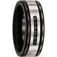 thumbnail image 5 of Stainless Steel Brushed/Polished Black Ip & Cz 8mm Grooved Band (Size 9.5) Made In China sr586-9.5, 5 of 5