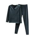 thumbnail image 3 of Tauxra Women's Long Sleeve Pajama Sets, Solid Color V Neck Loose Double Sided Thermal Sleepwear for Home, 3 of 3