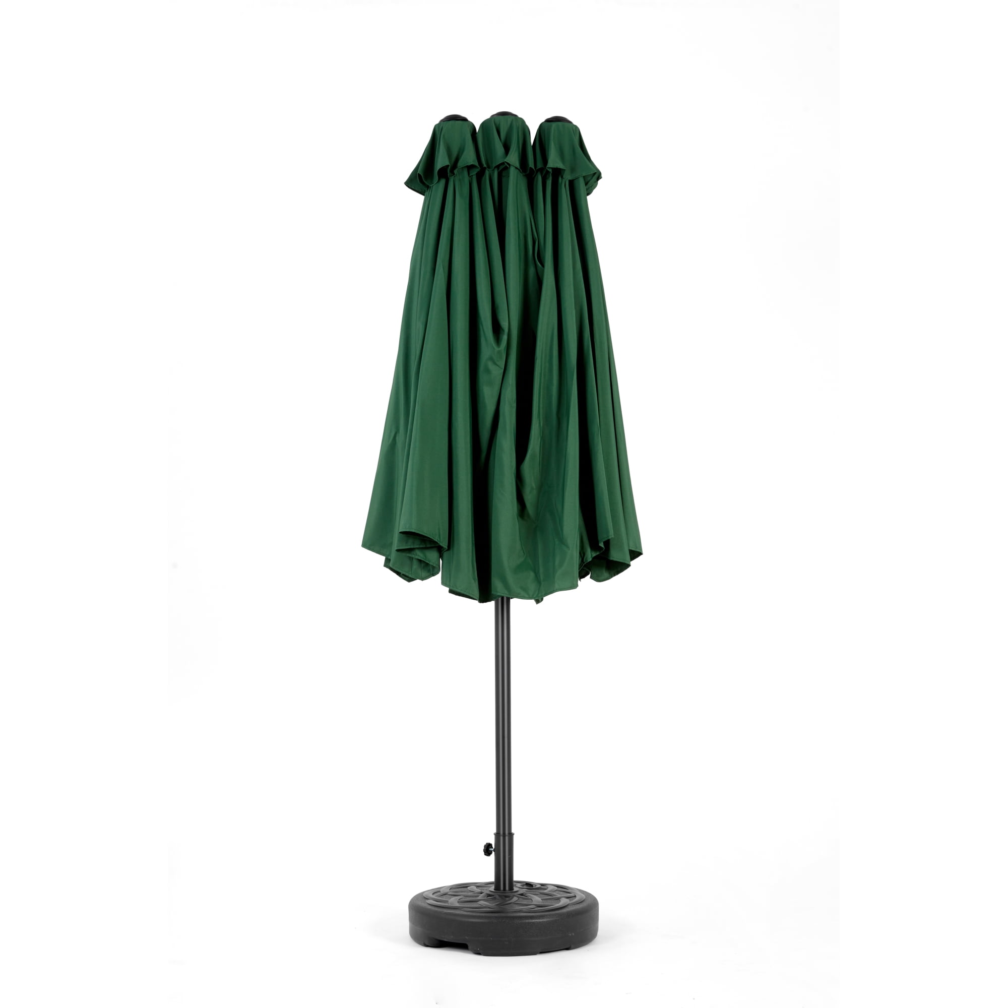 Leumius Large Patio Umbrella,Outdoor Double-Sided Rectangle Big Market Umbrella with Crank Stand,Outside Umbrellas for Poolside Lawn Backyard,Dark Green(No Base)