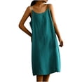 thumbnail image 2 of Ahuyic Womens Casual Dress,Womens Plus Size Dress,Womens Spring/Summer Sling Solid Color Dress Sling Round Neck Dress,Green,XL, 2 of 4