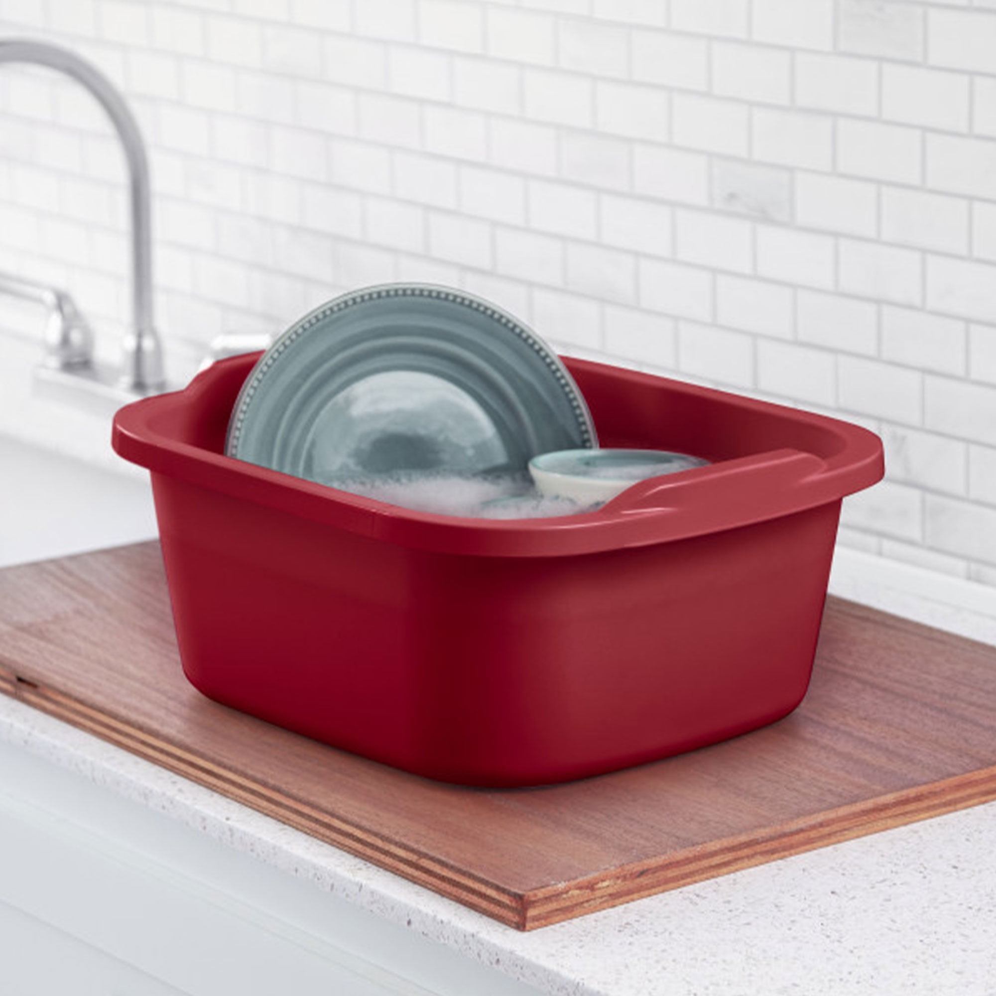 Sterilite Brandclub Sterilite Large Multi Function Home 12 Qt Sink Dish Washing Pan Red 32 Pack