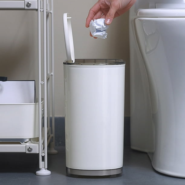 Cubo de basura de cocina, diseño de costura estrecha, bote de basura con tapa para mesa de café, baño