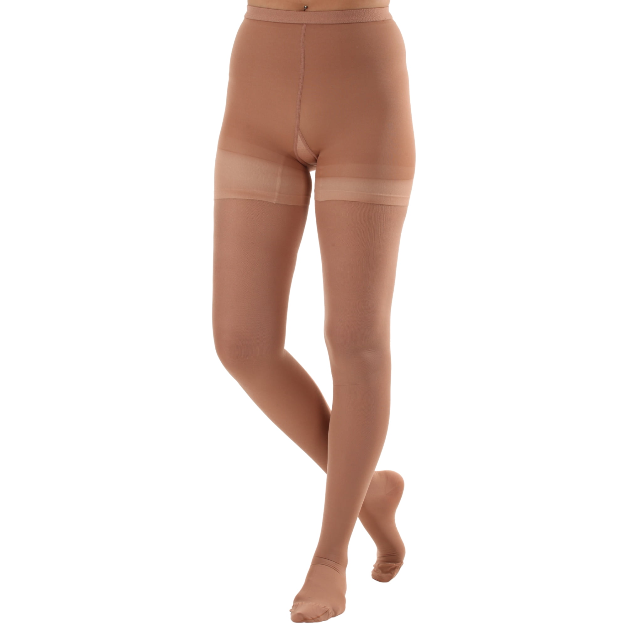Made in USA - Compression Tights for Women Circulation 20-30mmHg - Beige,  Medium 
