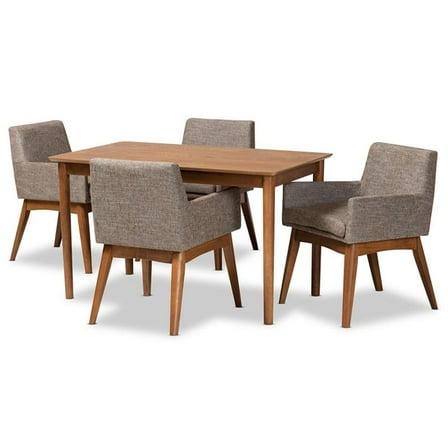 Bowery Hill Gravel and Walnut Brown Finished Wood 5-Piece Dining Set