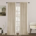 thumbnail image 4 of Topfinel 100% Blackout Luxury Velvet Curtain, 84 inches Long Rod Pocket Back Thermal Insulated Noise Reduce Curtains for Living Room Bedroom, 2 Panels,52 x 84 inch,Beige, 4 of 10