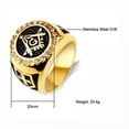 thumbnail image 2 of GKNET Mens Gold Freemason Masonic CZ Ring for Men Stainless Steel Size 7-15-12, 2 of 6