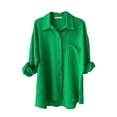 thumbnail image 4 of Yunliwuli Women Summer Clothes Set Solid Color Pleated Long Sleeve Shirt and Casual Drawstring High Waist Shorts Clubwear, 4 of 7