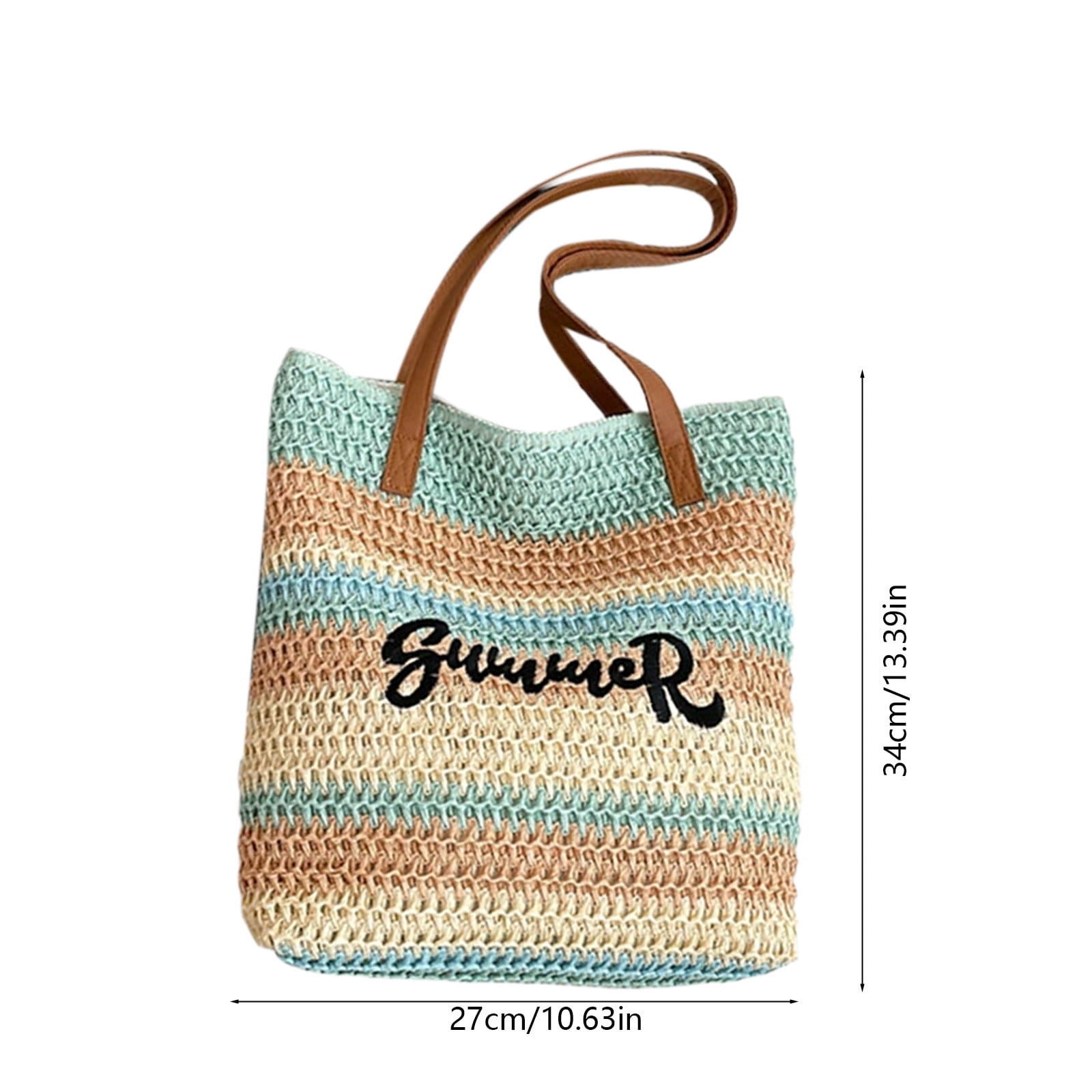 Werulen 4Pcs Summer Crochet Woven Beach Tote Bag for Women,Large Capacity Travel Shoulder Bag,Outdoor Vacation Carrying Pouch,Women Daily Casual Handbag,Portable Travel Storage Bag